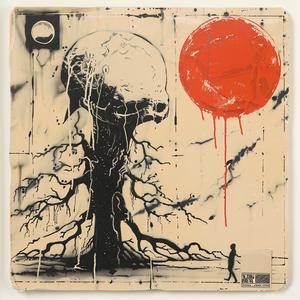 encaustic  paint  skull  red  sun  Todd  McFarlane  art  color  painting 1067273