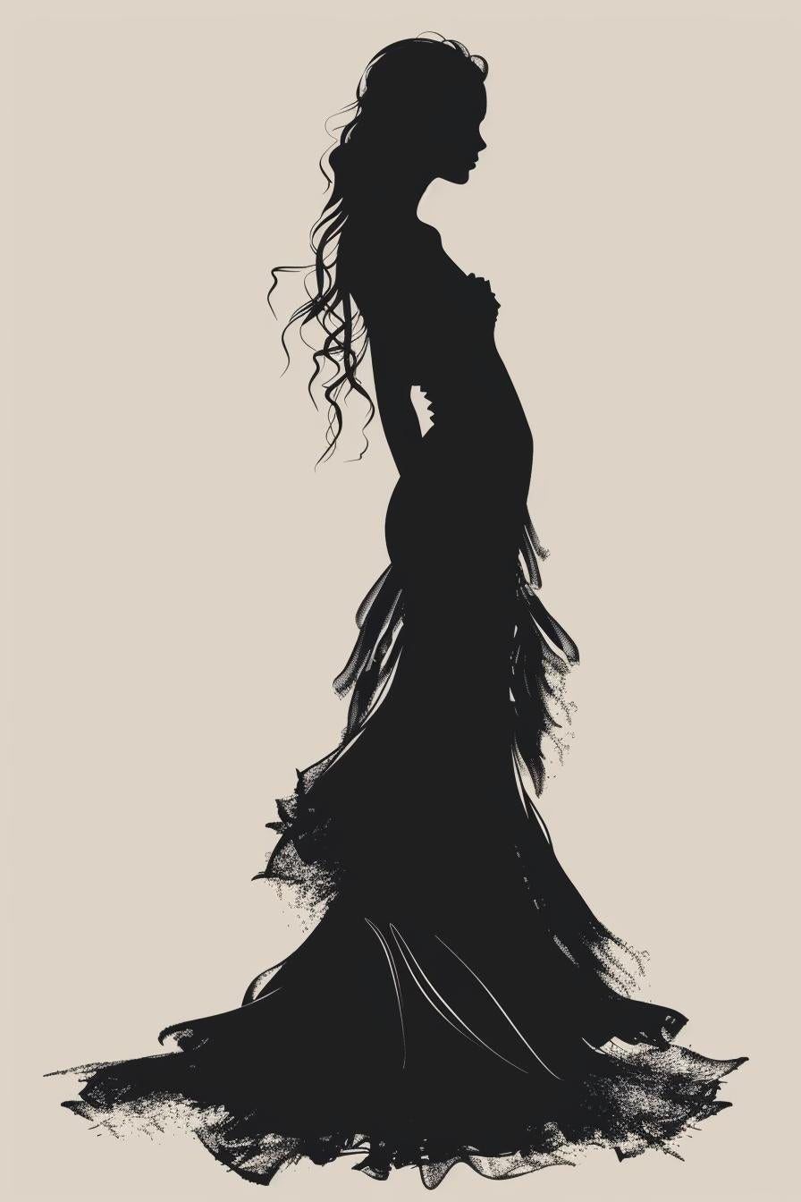 silhouette  woman  dress  vector  white  background  elegant  art  minimal  design 954723