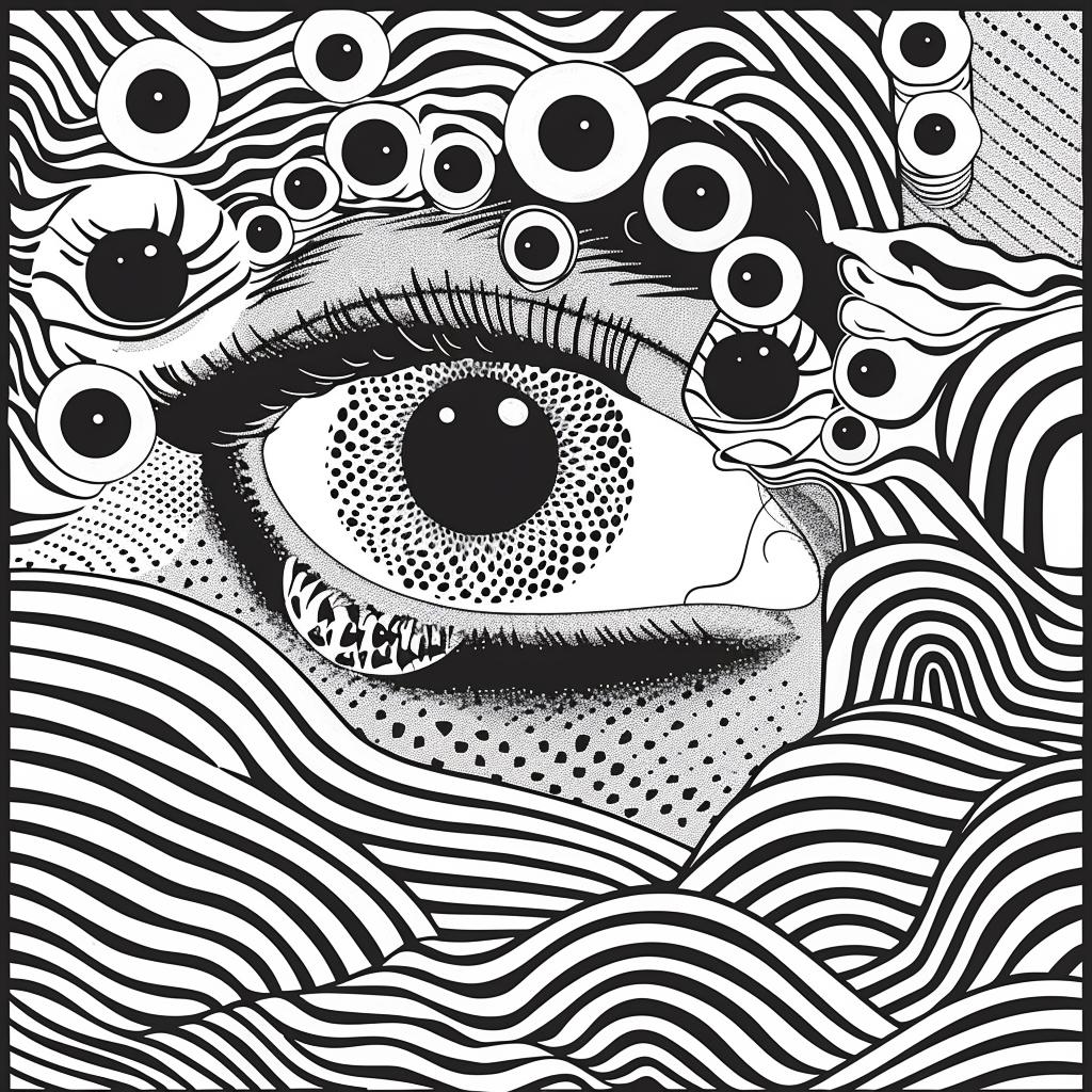 album  cover  eye  black  white  stripes  vector  collage  pattern  graphic 918326