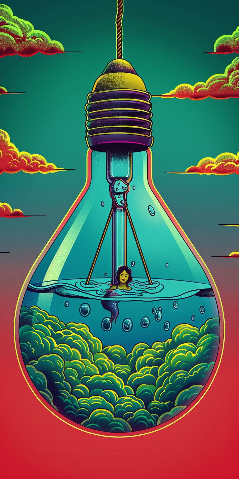 lightbulb  liquid  drowning  woman  artistic  art  symbolic  detailed  creative  illustration 940562