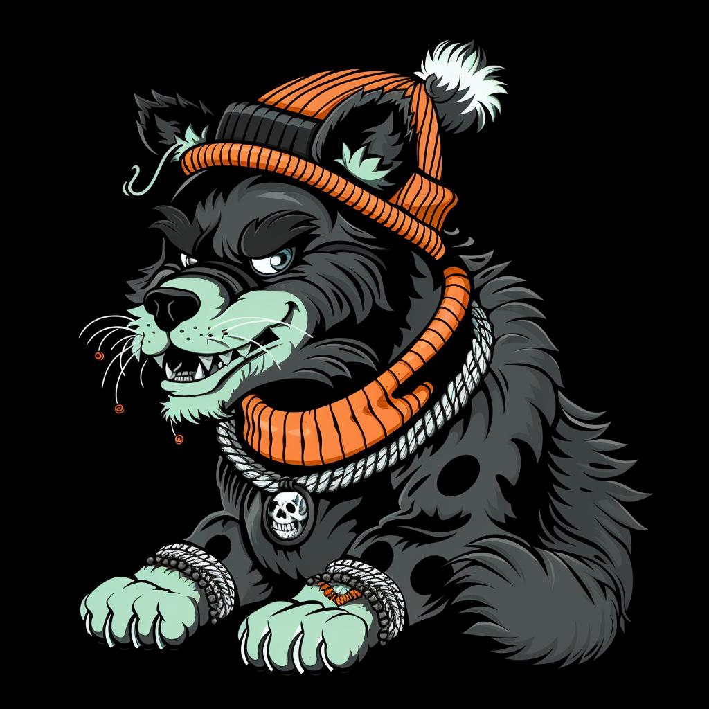 aggressive  streetwise  dog  animal  hat  scarf  minimal  teal  urban  illustration 959091
