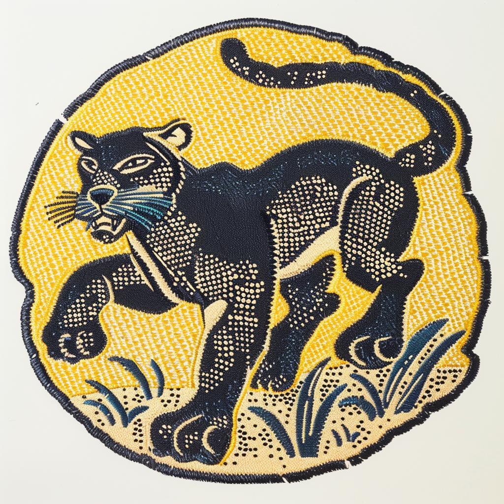 patch  panther  leap  embroidery  muscular  motion  agility  strength  black  fur 961062