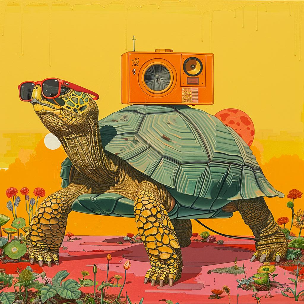 turtle  boombox  sunglasses  surreal  anthropomorphic  playful  creative  colorful  whimsical  art 1015512