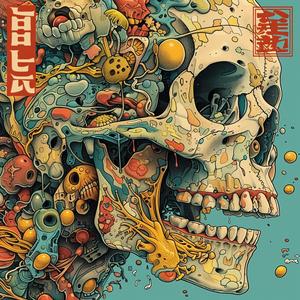 surreal  album  cover  skull  objects  hyper-realistic  screenprinting  symbolist  art  design 1078410