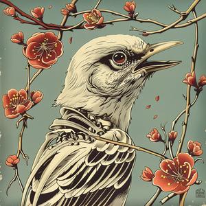 bird  flowers  head  chromolithography  vibrant  nature  illustration  colorful  art  visual 1048054