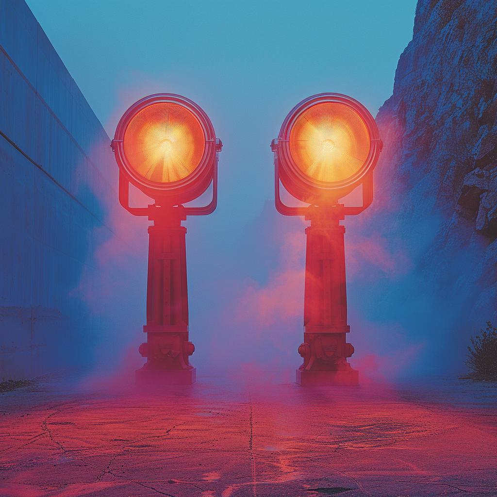 lights  poles  sky  photo  NYC  unusual  blue  orange  double  exposure 1031785