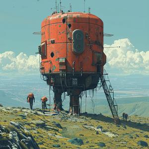 sci-fi  landscape  cyborg  tower  hill  hardware  Simon  Stalenhag  Moebius  complex 1074579