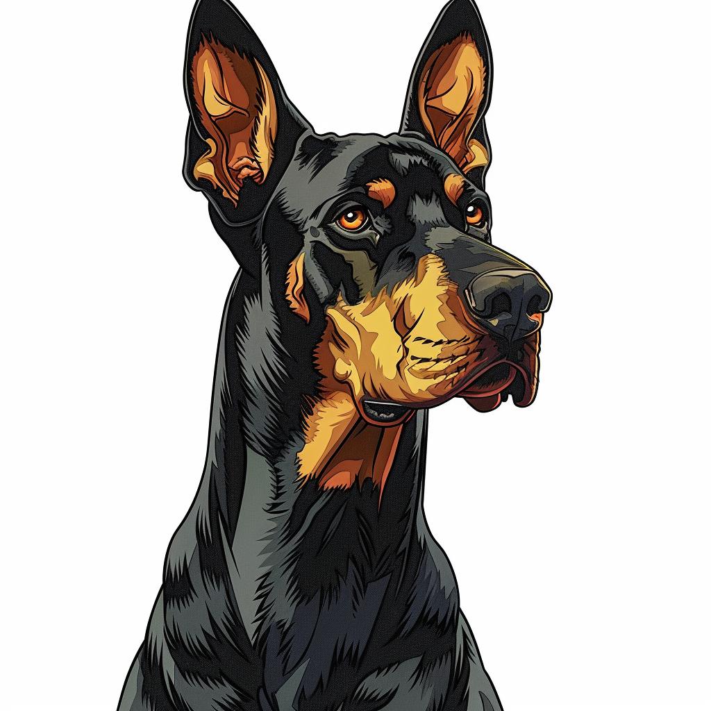 doberman  realistic  3D  yellow  eyes  warm  colors  vector  detailed  contour 971934
