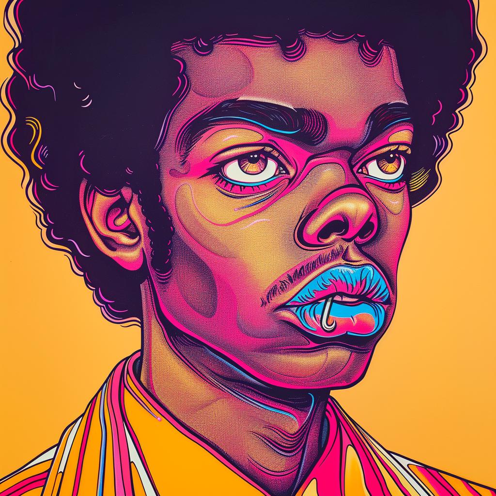 Colorful  Portrait  African-American  Male  Afro  80s  Stylized  Contemporary  Art  Illustration 938863