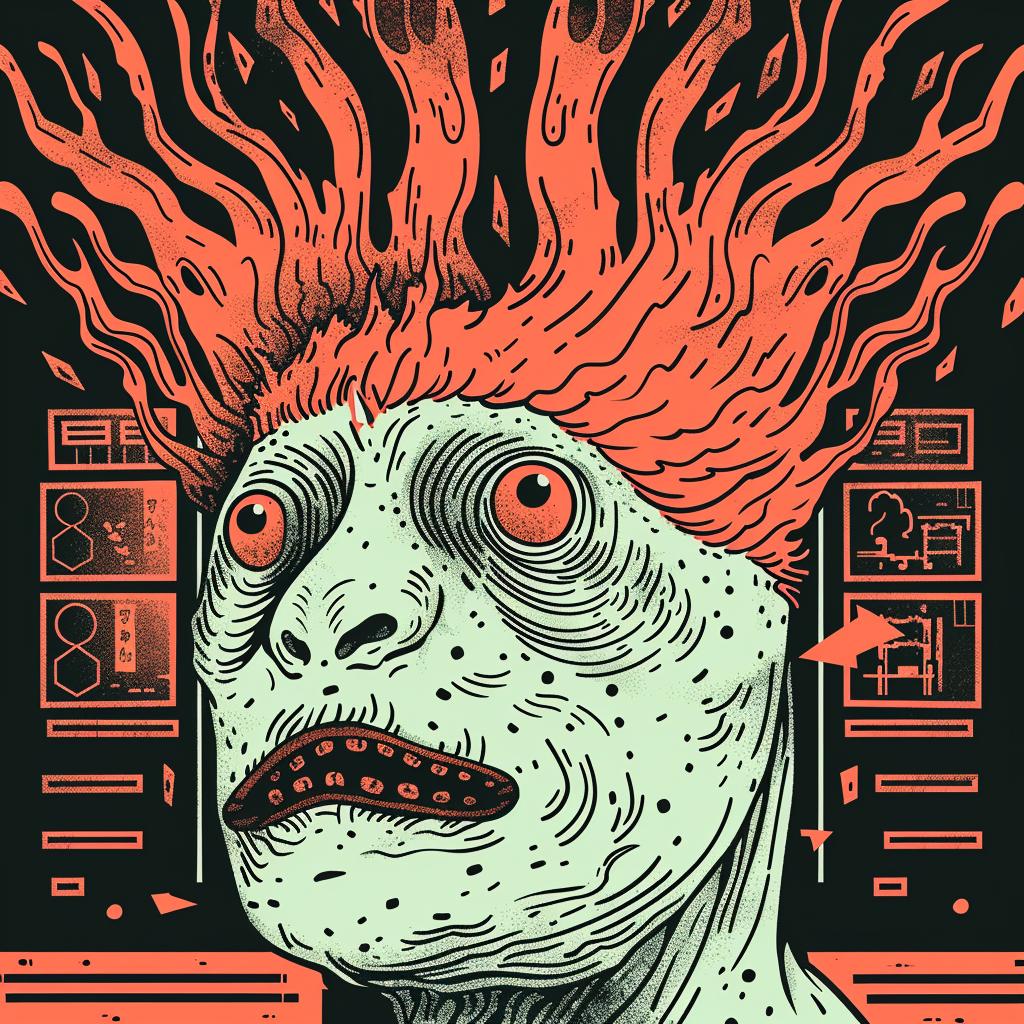 monster  red  hair  face  strange  poster  creature  unusual  art  design 945575