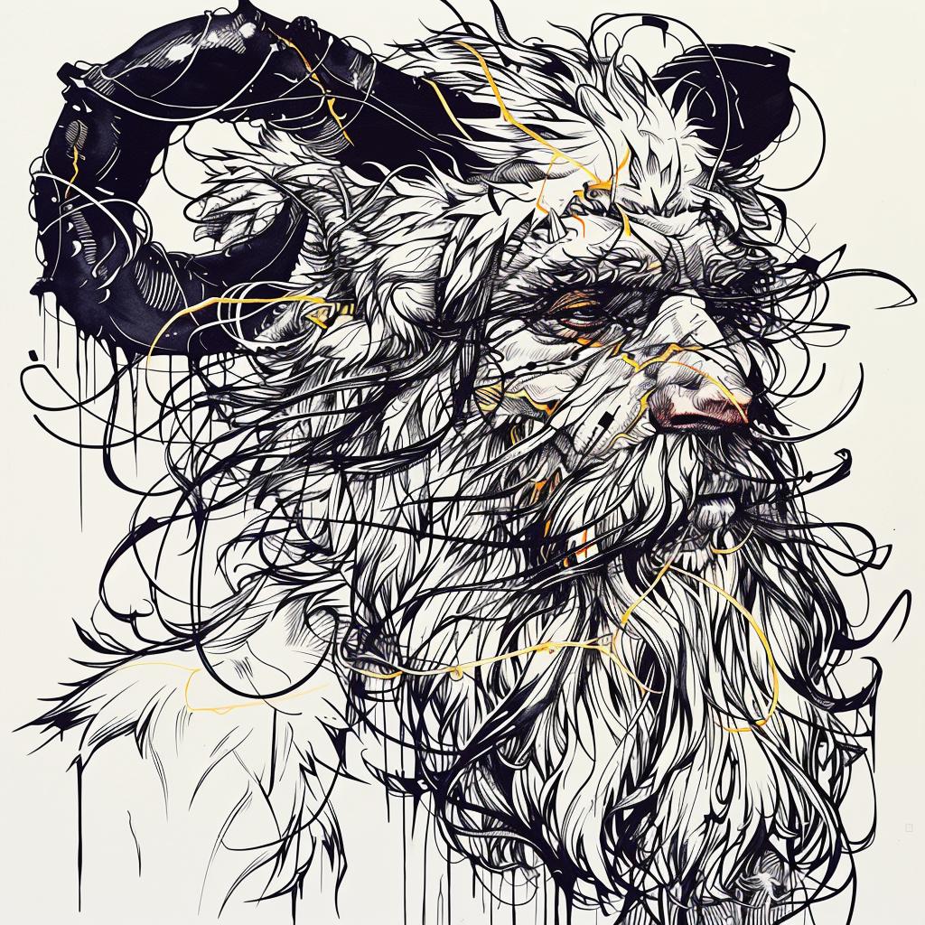 mythical  creature  drawing  goat  horns  hair  fantastical  unique  blend  features 952314