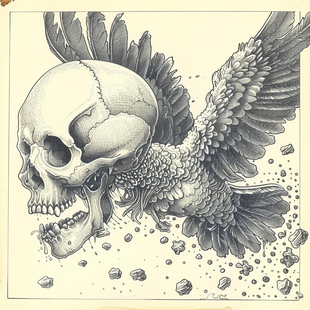 navy  cream  album  skull  Paul  Pope  bird  drawing  art  design 916285