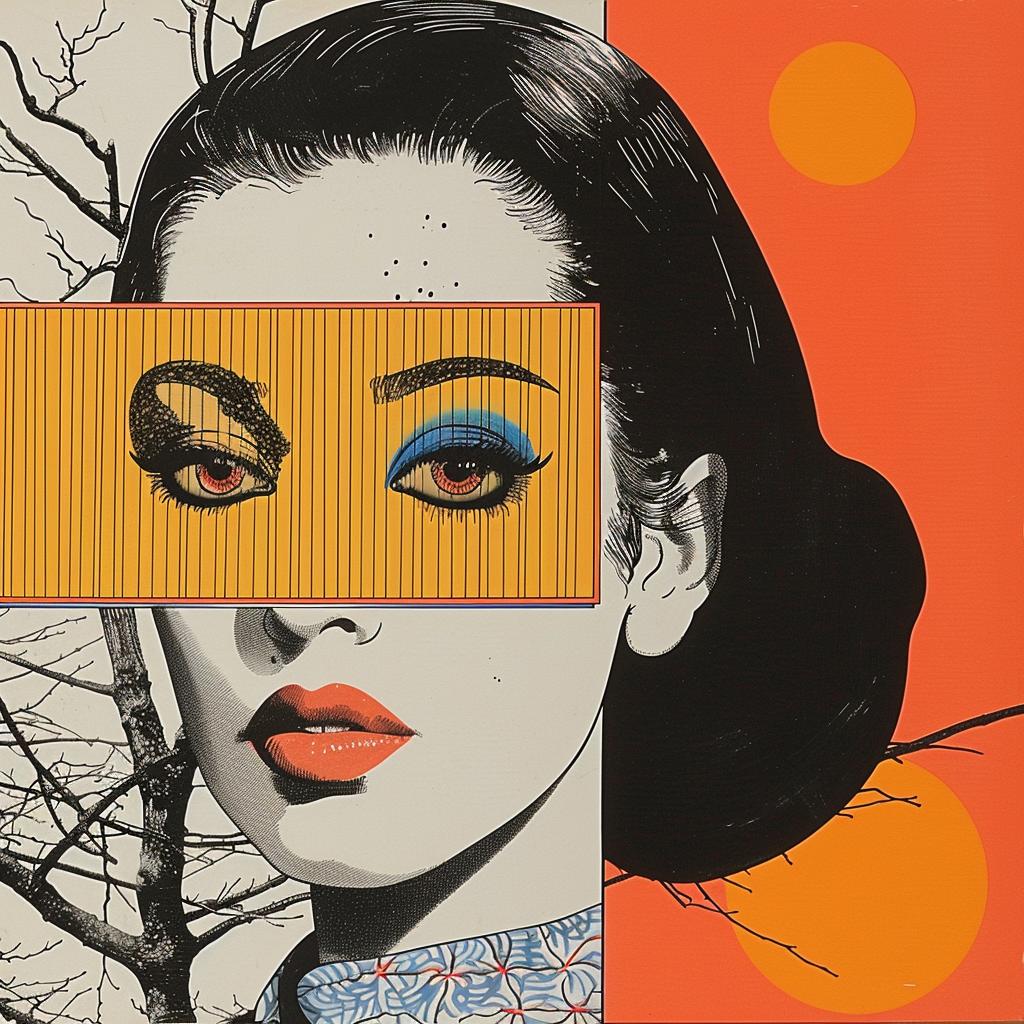 horror  novel  Japanese  minimalism  woman  mask  painting  style  art  face 1020139