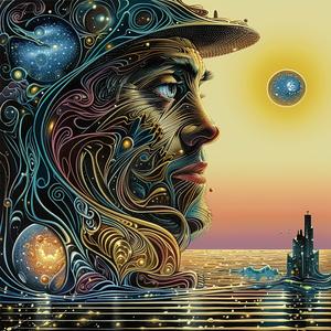 man  hat  boat  water  illustration  vintage  comic  Art Nouveau  Surrealism  pointillism 1076555