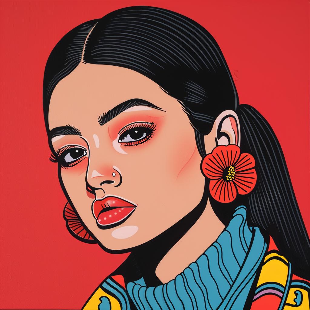 woman  earrings  painting  latina  portrait  vibrant  colorful  artistic  red  background 1024166