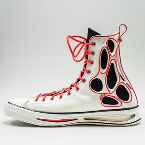 high  top  sneakers  profile  view  red  laces  studio  photography  style 1038105