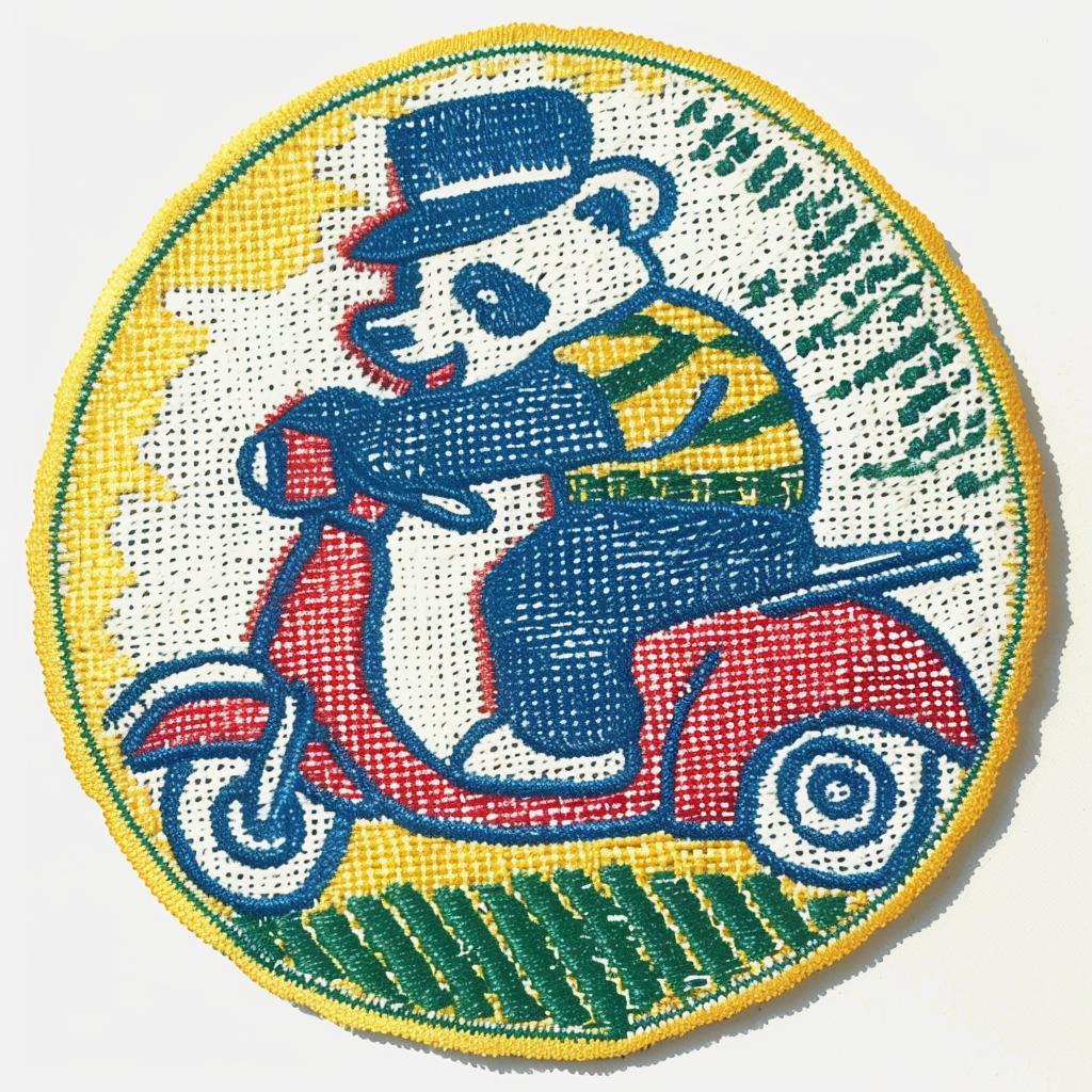 patch  panda  scooter  streetwear  design  chenille  minimal  style  cute  fun 961289
