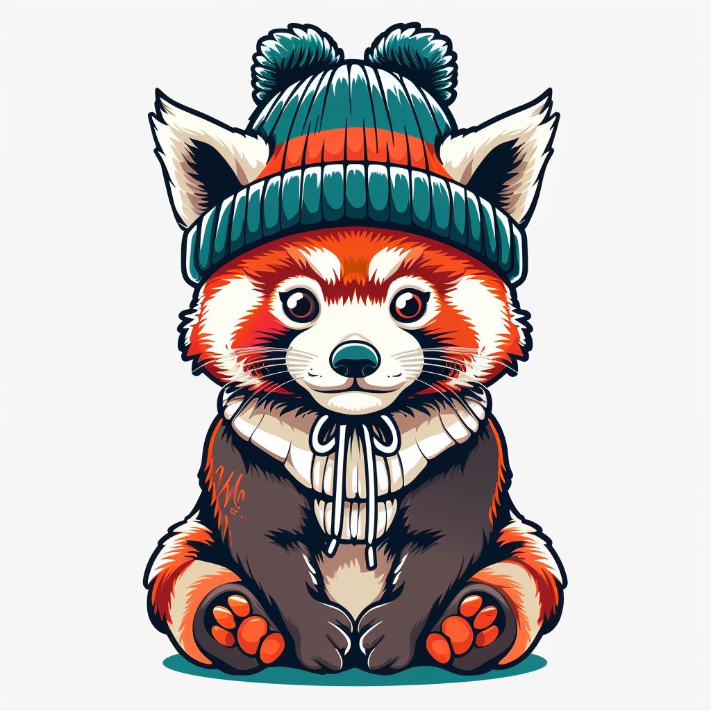 vector  illustration  red  panda  cute  animal  fashion  minimal  hat  adorable 958629