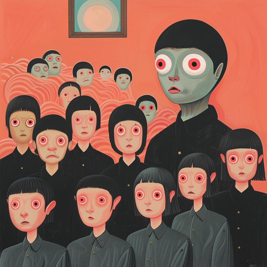 people  red  eyes  surreal  occult  dark  art  Joan  Cornella  album 1019434