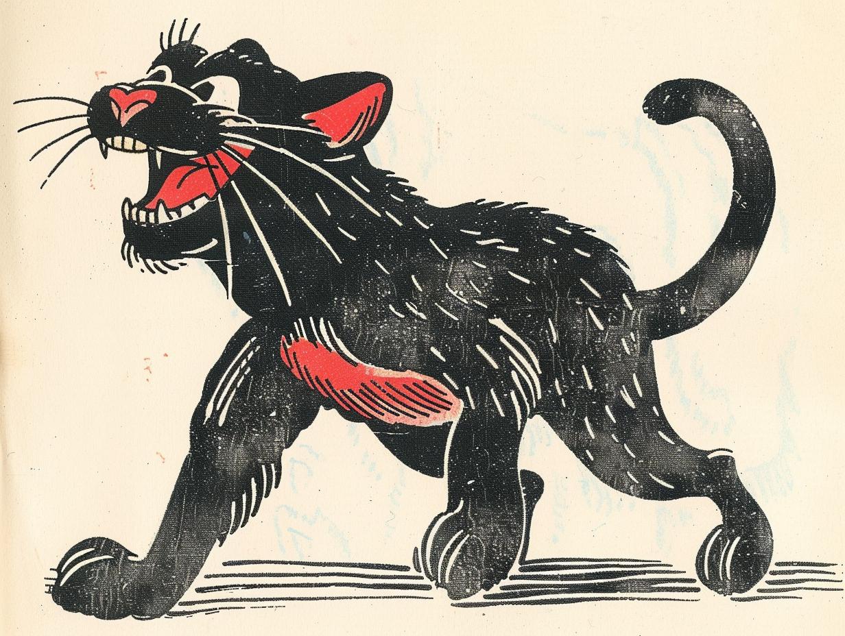 cat  black  red  eyes  tail  illustration  art  SailorJerry  tattoo  vintage 919512