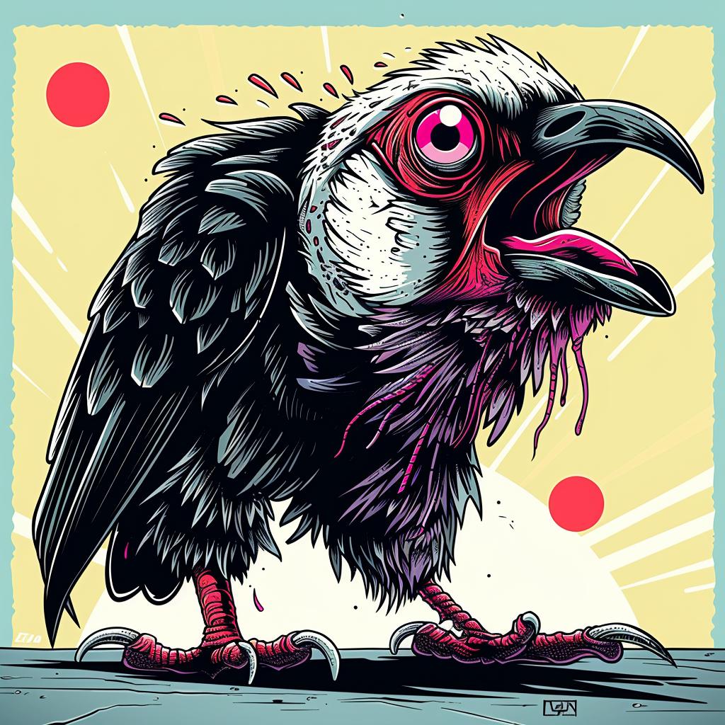 crow  mythical  bird  creature  red  beak  pink  eyes  introspective  art 927813