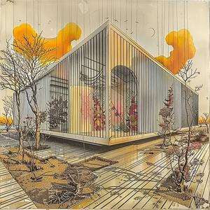pristine  Mies  Van  der  Rohe  home  drawing  tree  background  monochrome 1036515