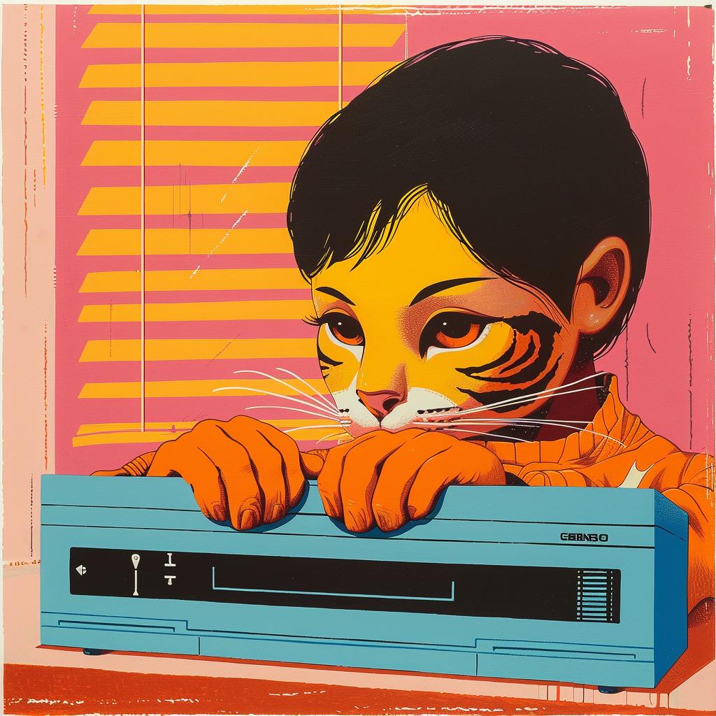 cat  gaming  console  painting  Cornella  colorful  art  modern  whimsical  playful 966419