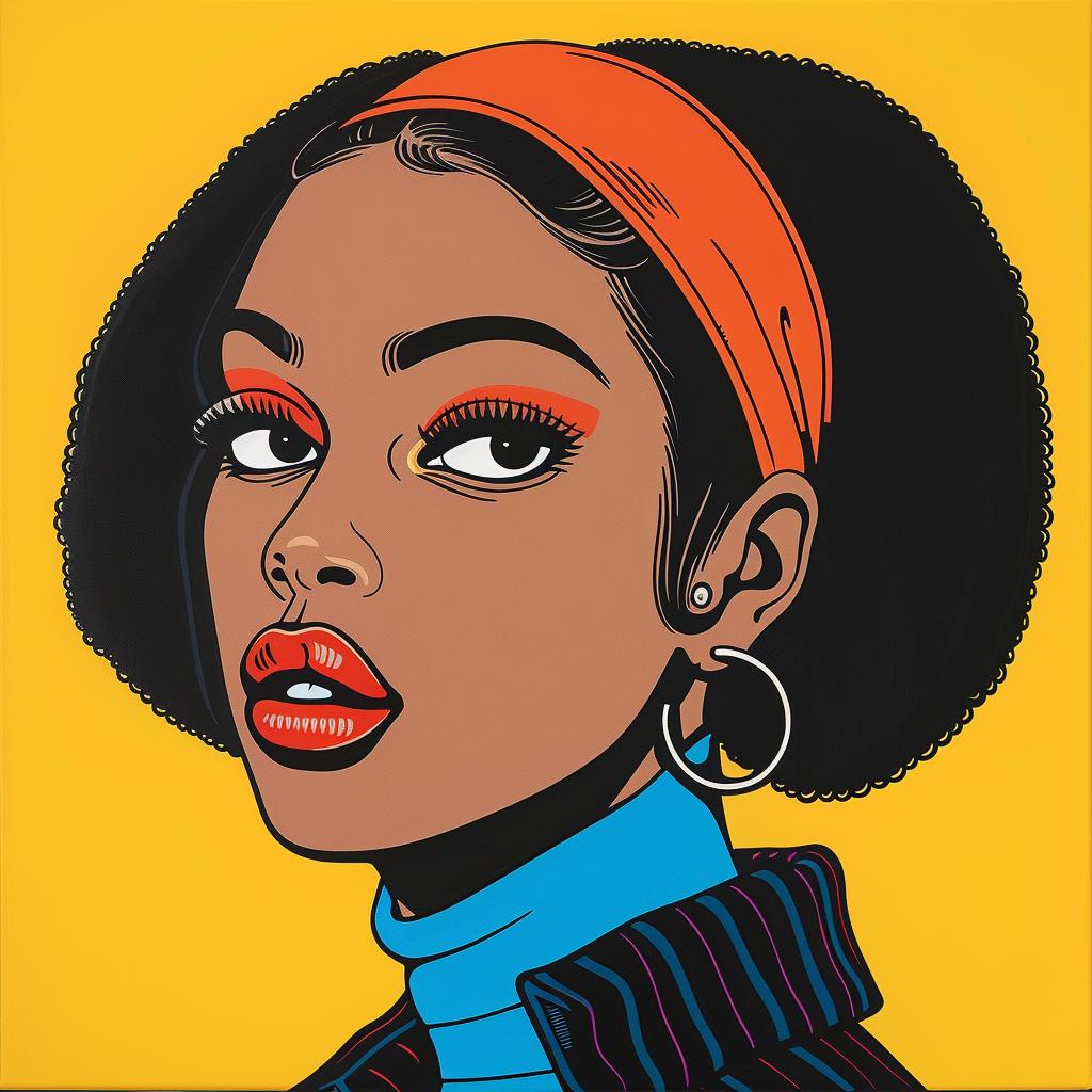 woman  African-American  painting  afro  light  skin  portrait  expression  colorful  realism 972404