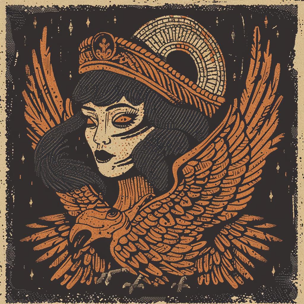 heraldry  art  Egyptian  woman  wings  crown  spiritual  occult  introspective  naturalistic 932332