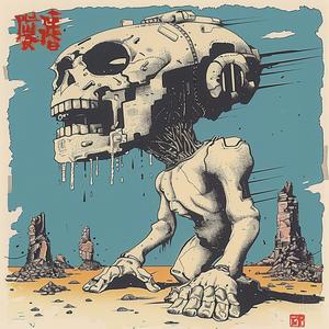 skull  robot  surreal  album  cover  Risograph  hyper-realistic  screenprinting  symbolist  dark 1077252