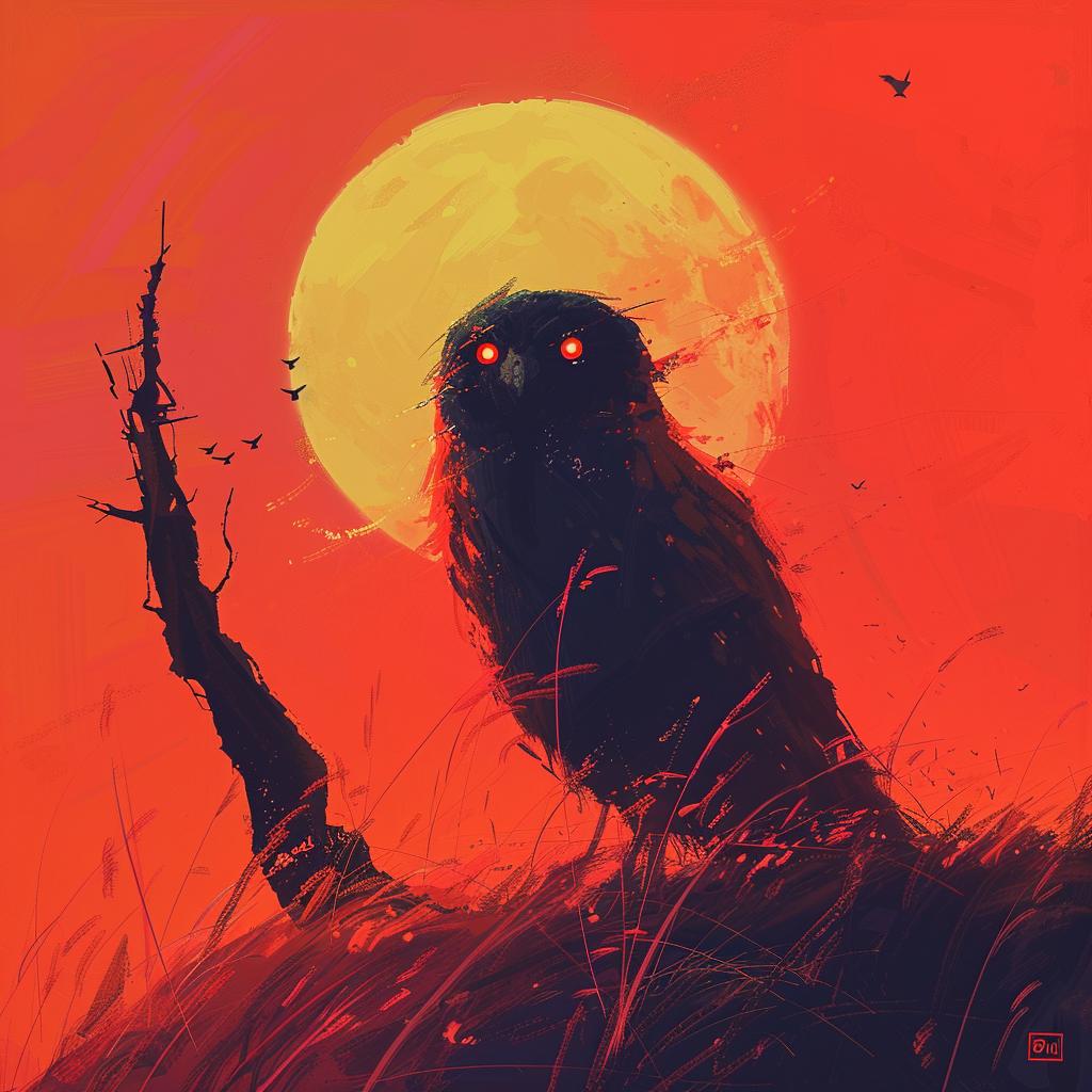 owl  hill  red  sky  bold  minimal  artistic  design  contemporary  nature 941426
