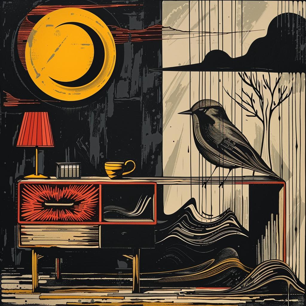 provocative  art  bird  table  poster  dark  occult  introspective  visual  thematic 933681