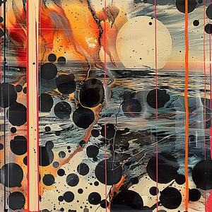painting  black  orange  dots  abstract  art  color  texture  design  visual 1075863