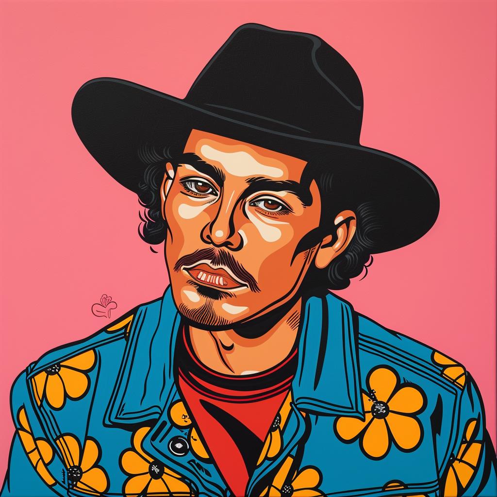 latino  man  painting  hat  flowery  shirt  portrait  vintage  casual  expression 1023955