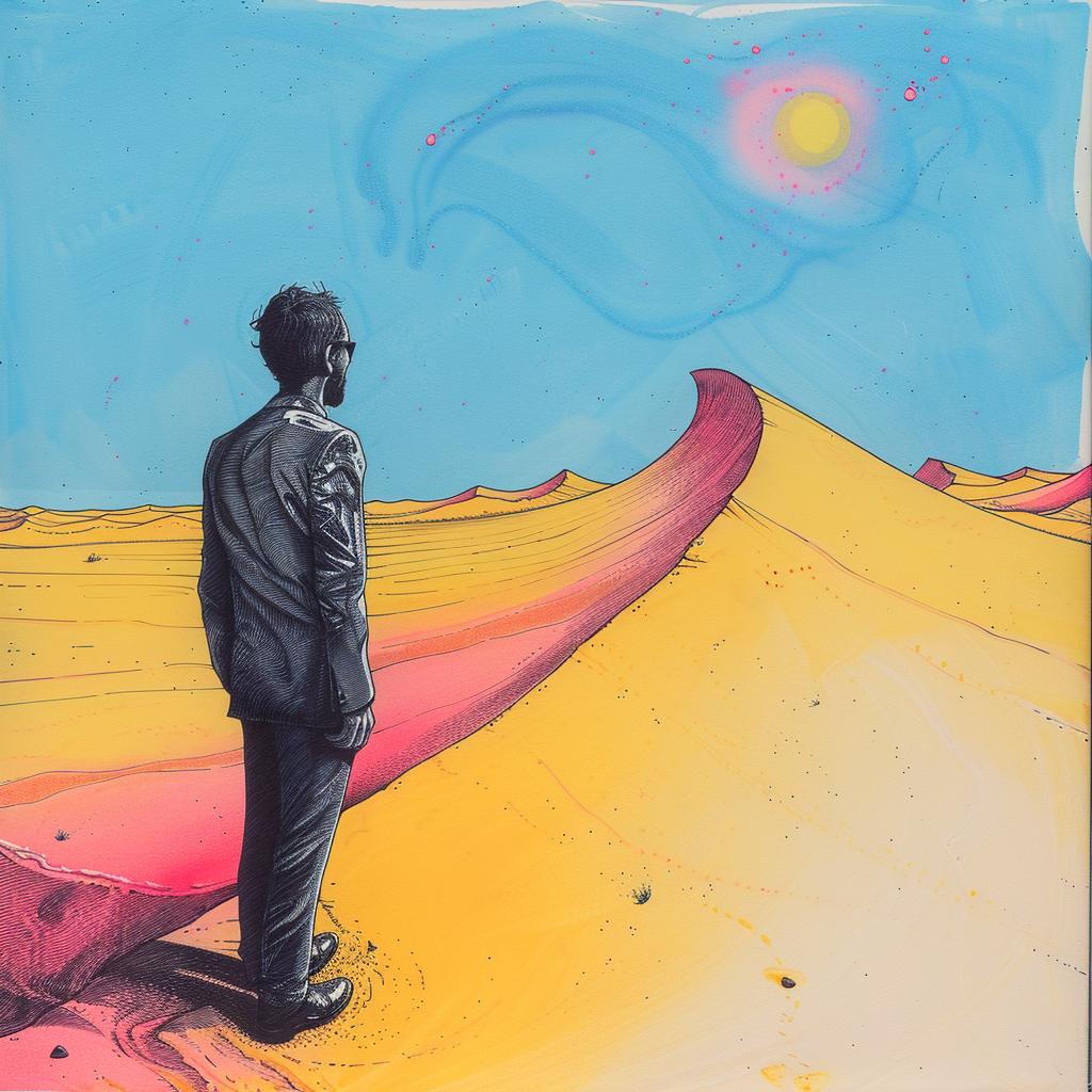 man  desert  quint  buchholz  silhouette  landscape  painting  art  isolated  sunset 929878