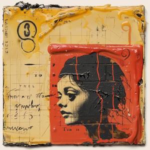 woman  painting  encaustic  red  yellow  background  colorful  art  modern  style 1063989