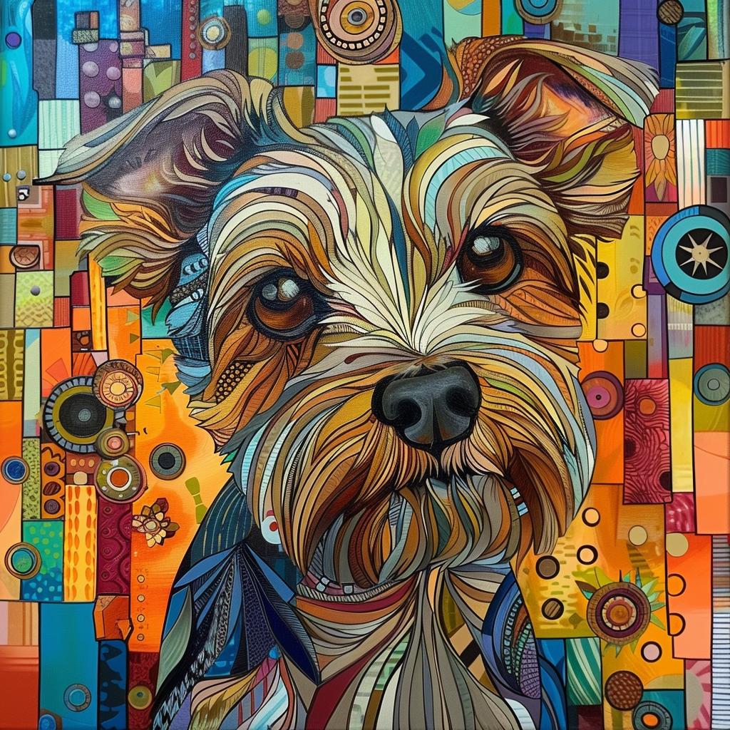 yorkshire  terrier  colorful  patterns  dog  artwork  playful  expression  canvas  pet 938590