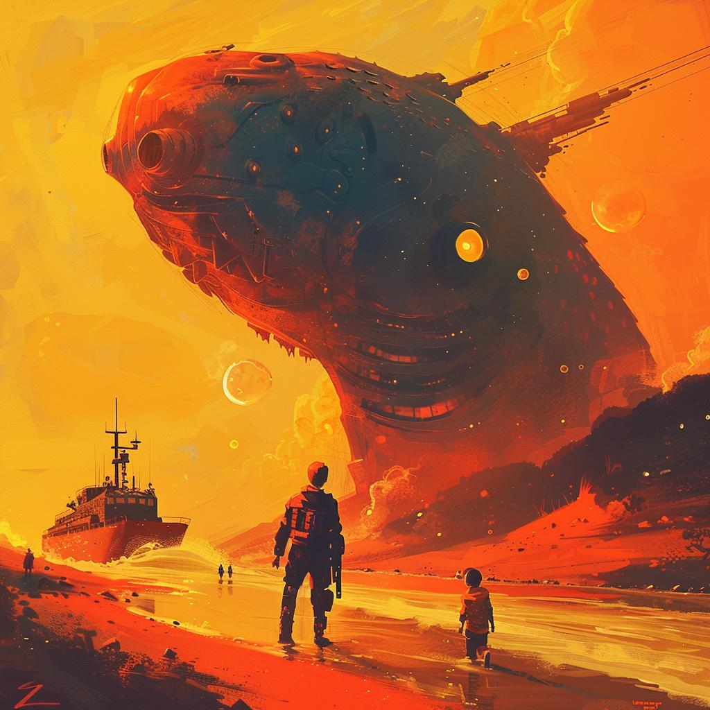 alien  ship  beach  clowncore  dieselpunk  collage  gothic  Japanese  horror  art 941541
