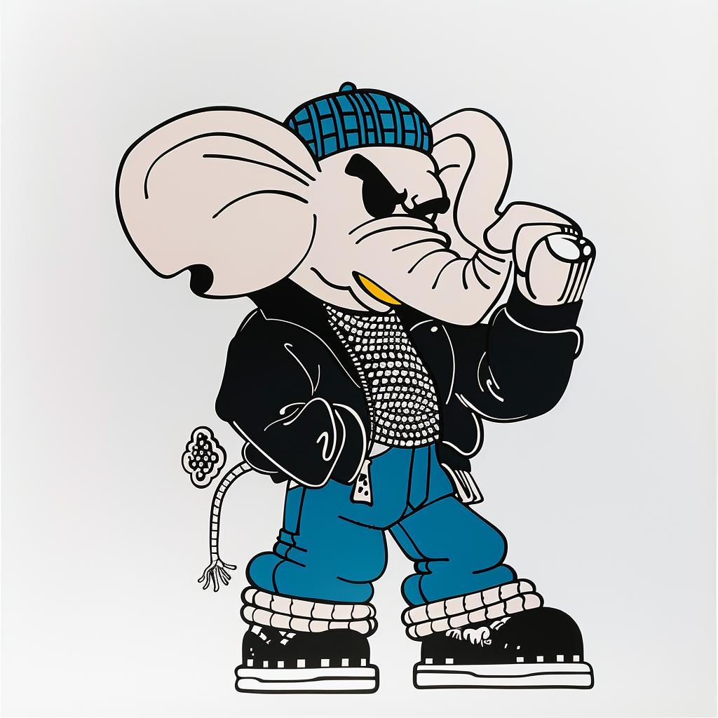 cartoon  elephant  knit  cap  jacket  street  urban  simple  minimal  character 958856
