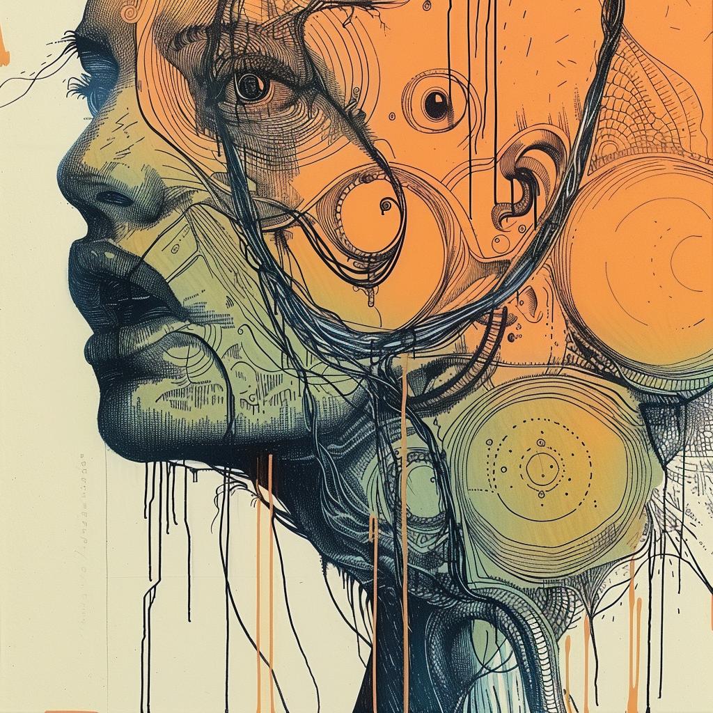 woman  face  lines  dots  abstract  portrait  style  colorful  modern  design 923894