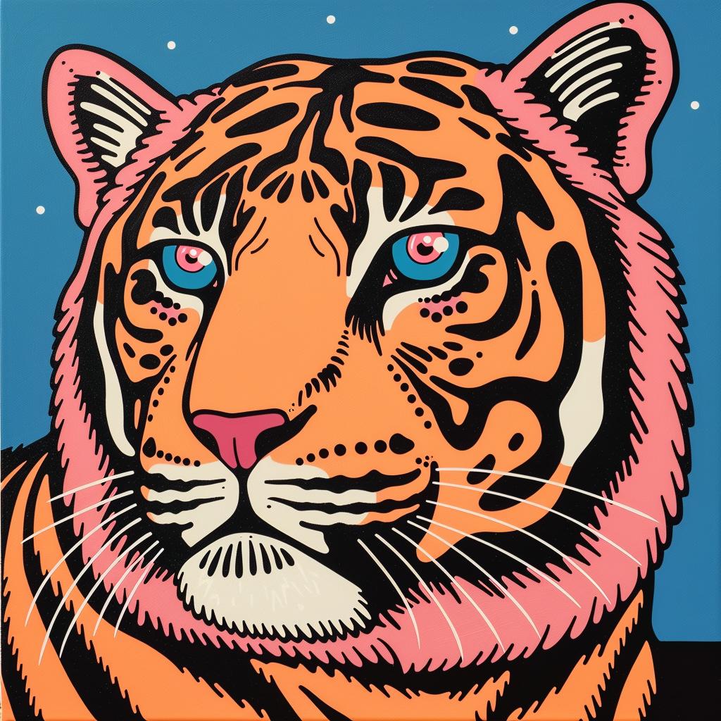 tiger  blue  eyes  painting  wildlife  colorful  artwork  animal  feline  vibrant 973101