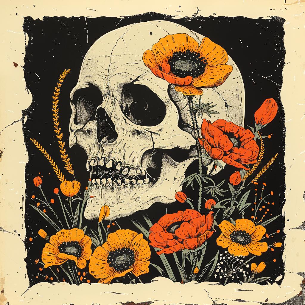 skull  flowers  background  black  provocative  art  dark  terror  naturalistic  occult 928949