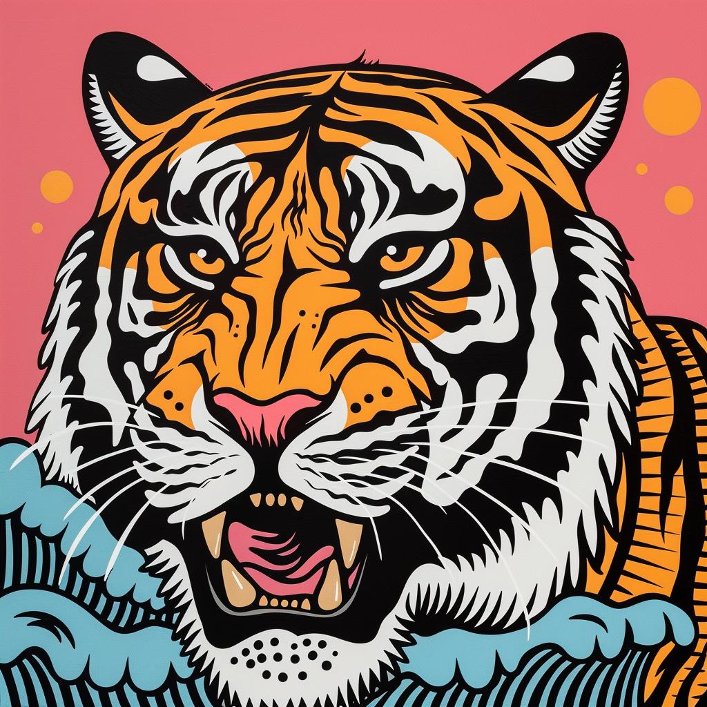 tiger  ocean  waves  painting  wildlife  natural  motion  art  nature  dynamic 973674
