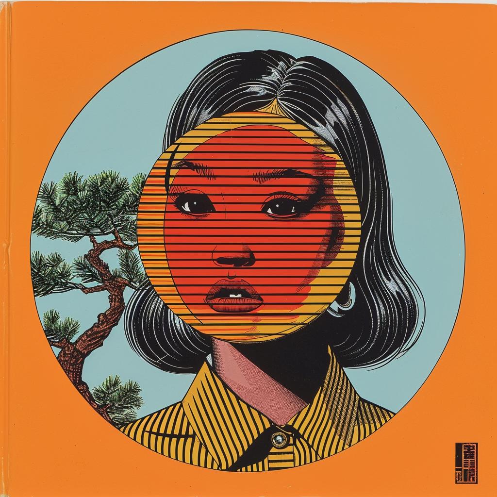 horror  novel  Japanese  minimalism  woman  background  orange  yellow  style  art 1020517