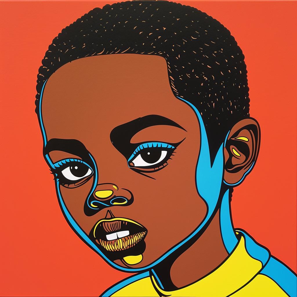 skater  boy  African  American  blue  eyes  painting  youth  dynamic  portrait 973449