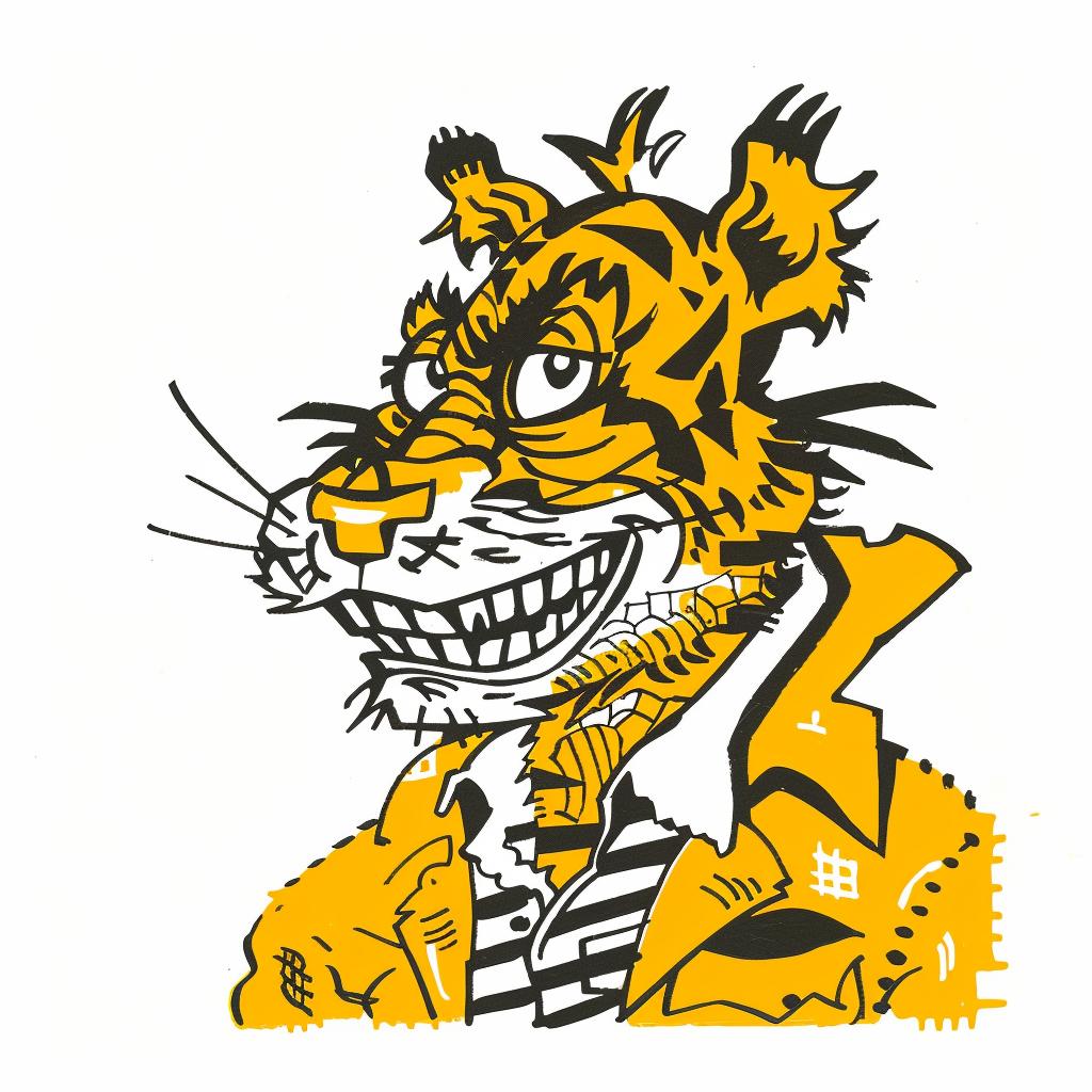 Tiger  Mascot  suit  tie  cartoon  animal  character  illustration  whimsical  playful 1028037