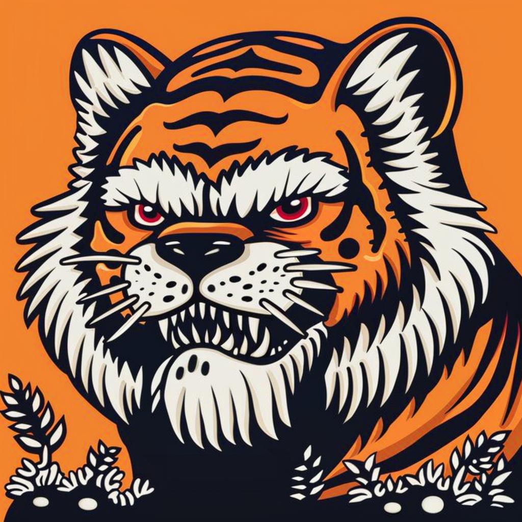 tiger  wolf  creature  cartoon  artistic  whimsical  animal  illustration  playful  fantasy 1024747
