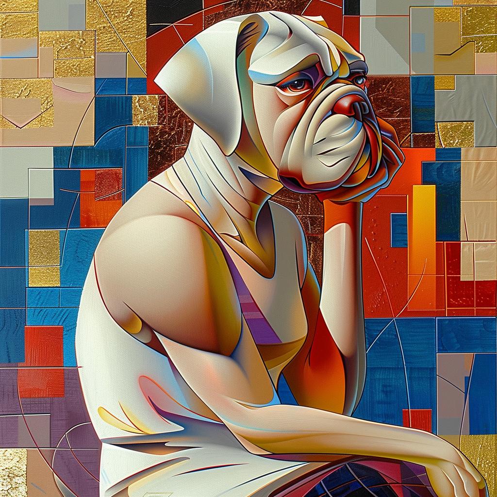 bulldog  sitting  chair  painting  animal  realistic  portrait  pet  artistic  humor 966017