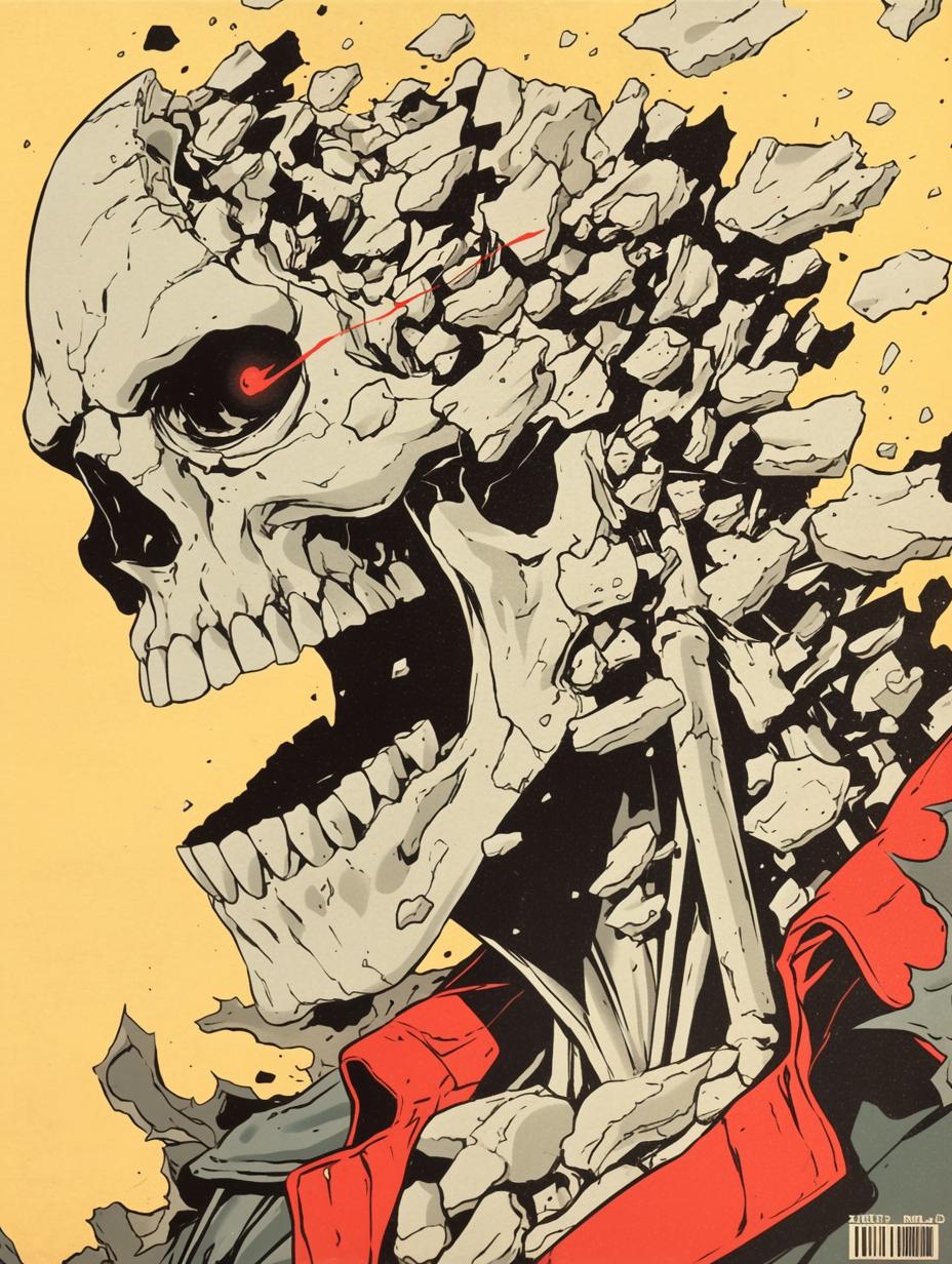 glitch  comic  book  skeleton  shirt  flowerpunk  collage  tattoo  design  art 4123