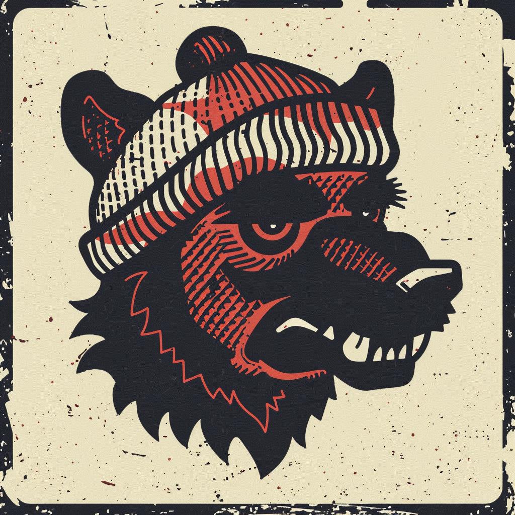 aggressive  streetwise  animal  wolf  knitted  hat  simple  urban  fashion  minimal 959005